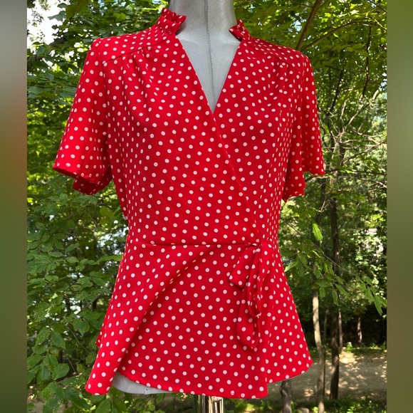 Classic style polka dot vintage feel blouse in excellent condition! Size Large - Picture 5 of 7